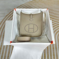 Hermes Evelyne III 17 Light Gray Togo Leather Bag Silver H5629