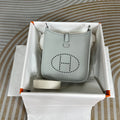 Hermes Evelyne III 17 Togo Light Blue Leather Bag Gold H5630