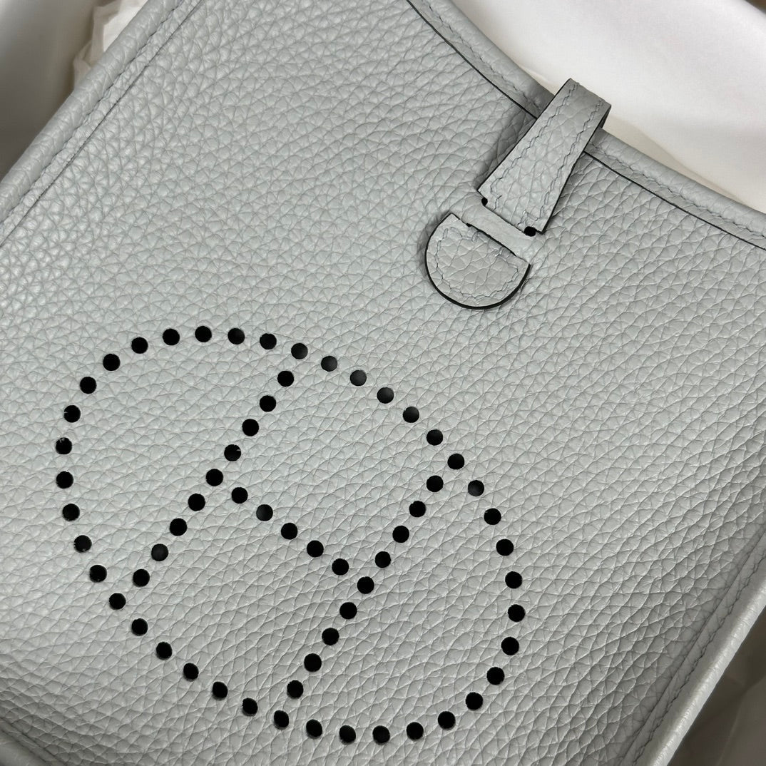 Hermes Evelyne III 17 Togo Light Blue Leather Bag Gold H5630