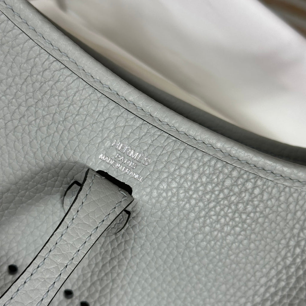 Hermes Evelyne III 17 Togo Light Blue Leather Bag Gold H5630
