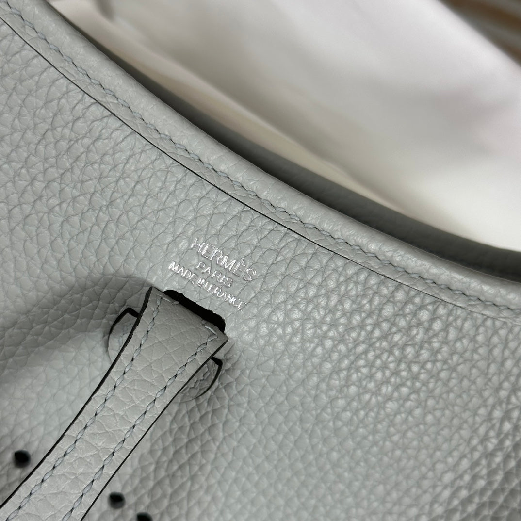 Hermes Evelyne III 17 Togo Light Blue Leather Bag Gold H5630
