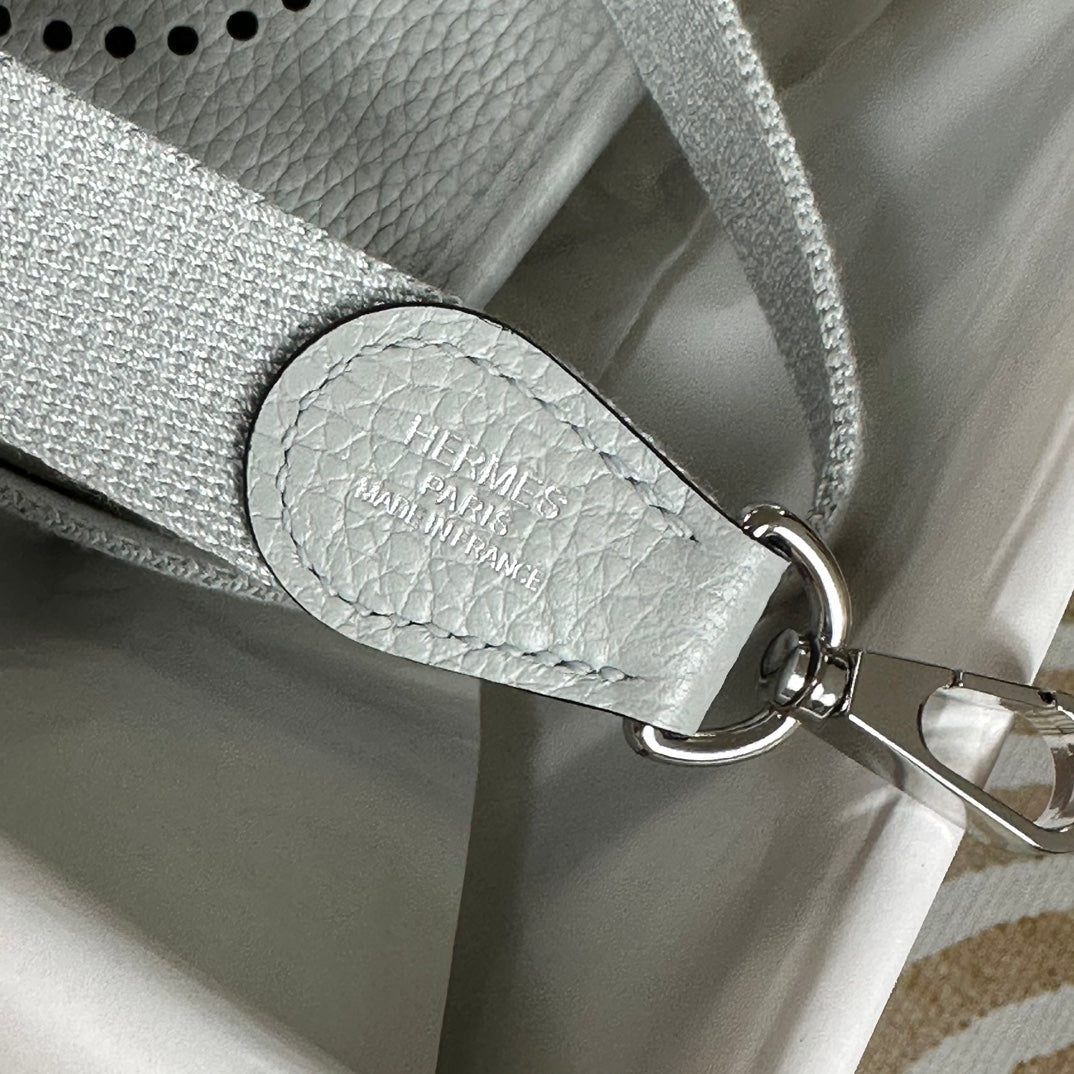 Hermes Evelyne III 17 Togo Light Blue Leather Bag Gold H5630