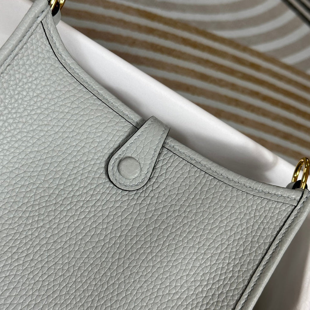 Hermes Evelyne III 17 Togo Light Blue Leather Bag Silver H5631