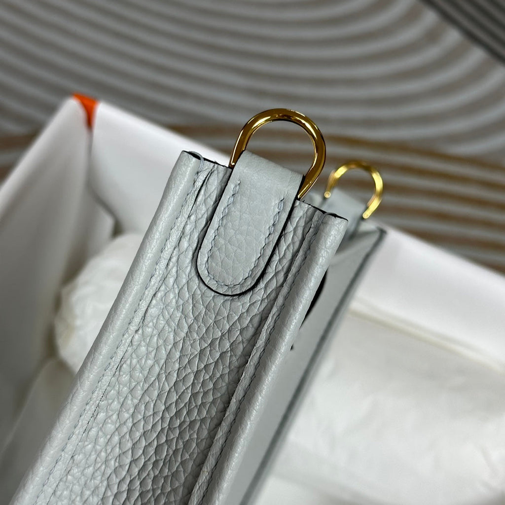 Hermes Evelyne III 17 Togo Light Blue Leather Bag Silver H5631