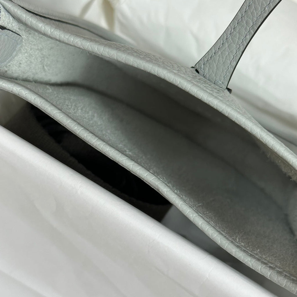 Hermes Evelyne III 17 Togo Light Blue Leather Bag Silver H5631