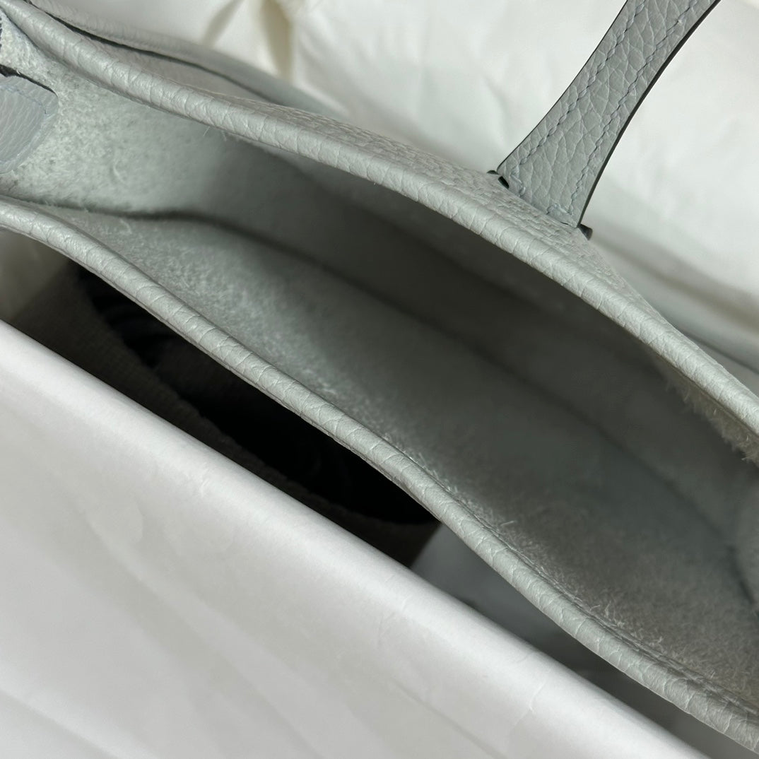 Hermes Evelyne III 17 Togo Light Blue Leather Bag Silver H5631