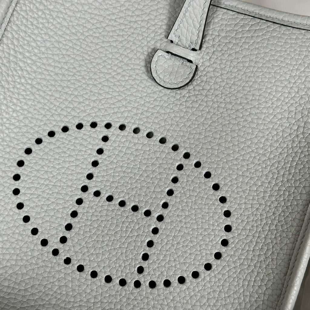 Hermes Evelyne III 17 Togo Light Blue Leather Bag Silver H5631