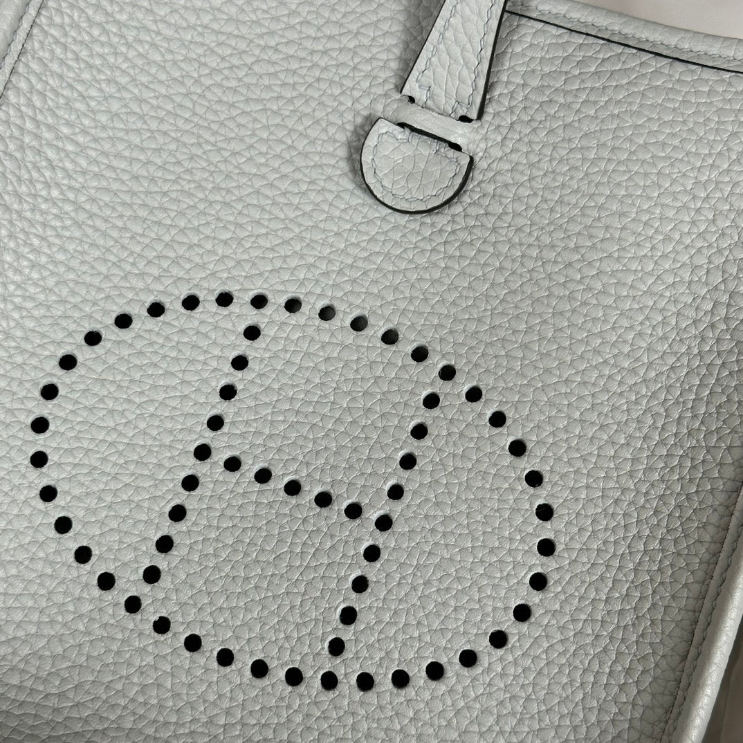 Hermes Evelyne III 17 Togo Light Blue Leather Bag Silver H5631