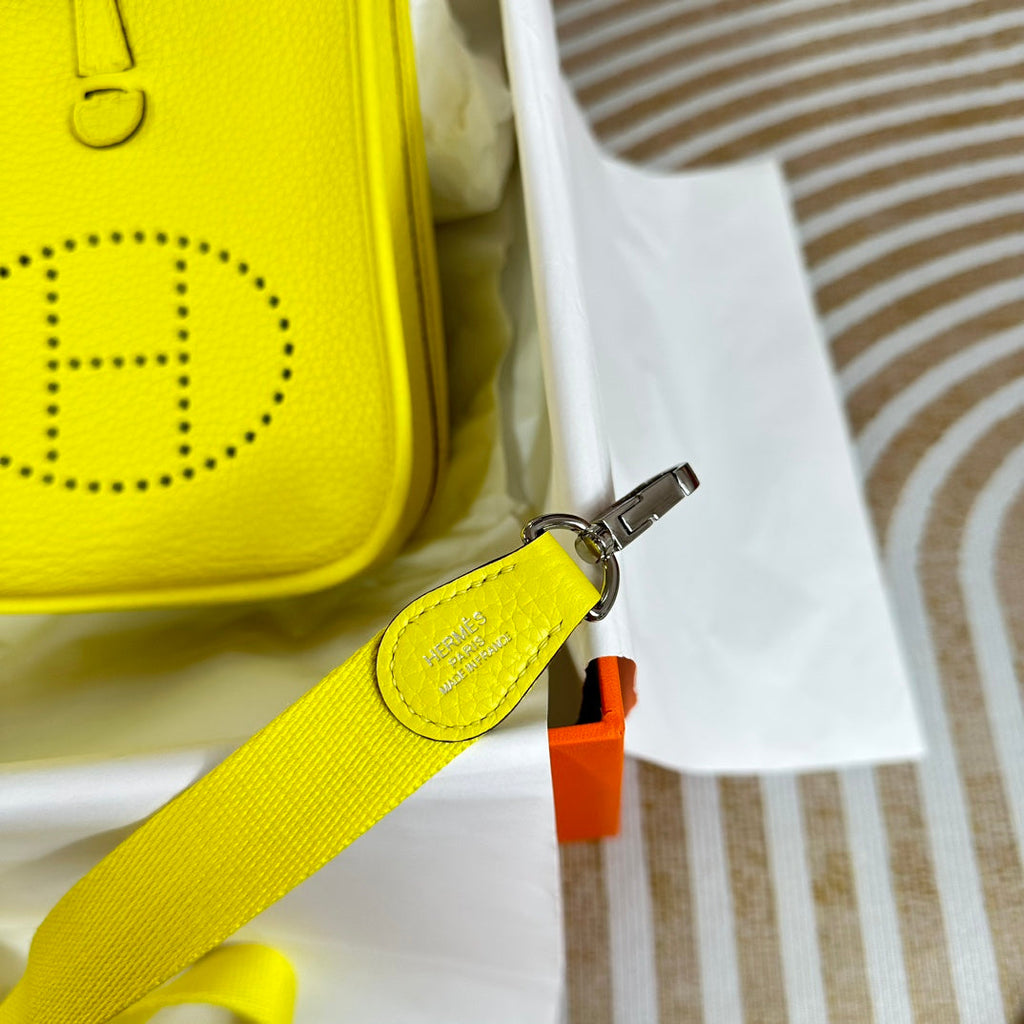 Hermes Evelyne III 17 Togo Lemon Yellow Leather Bag Gold H5634