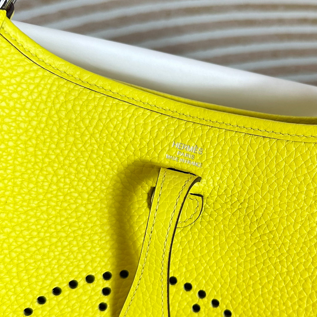 Hermes Evelyne III 17 Togo Lemon Yellow Leather Bag Gold H5634