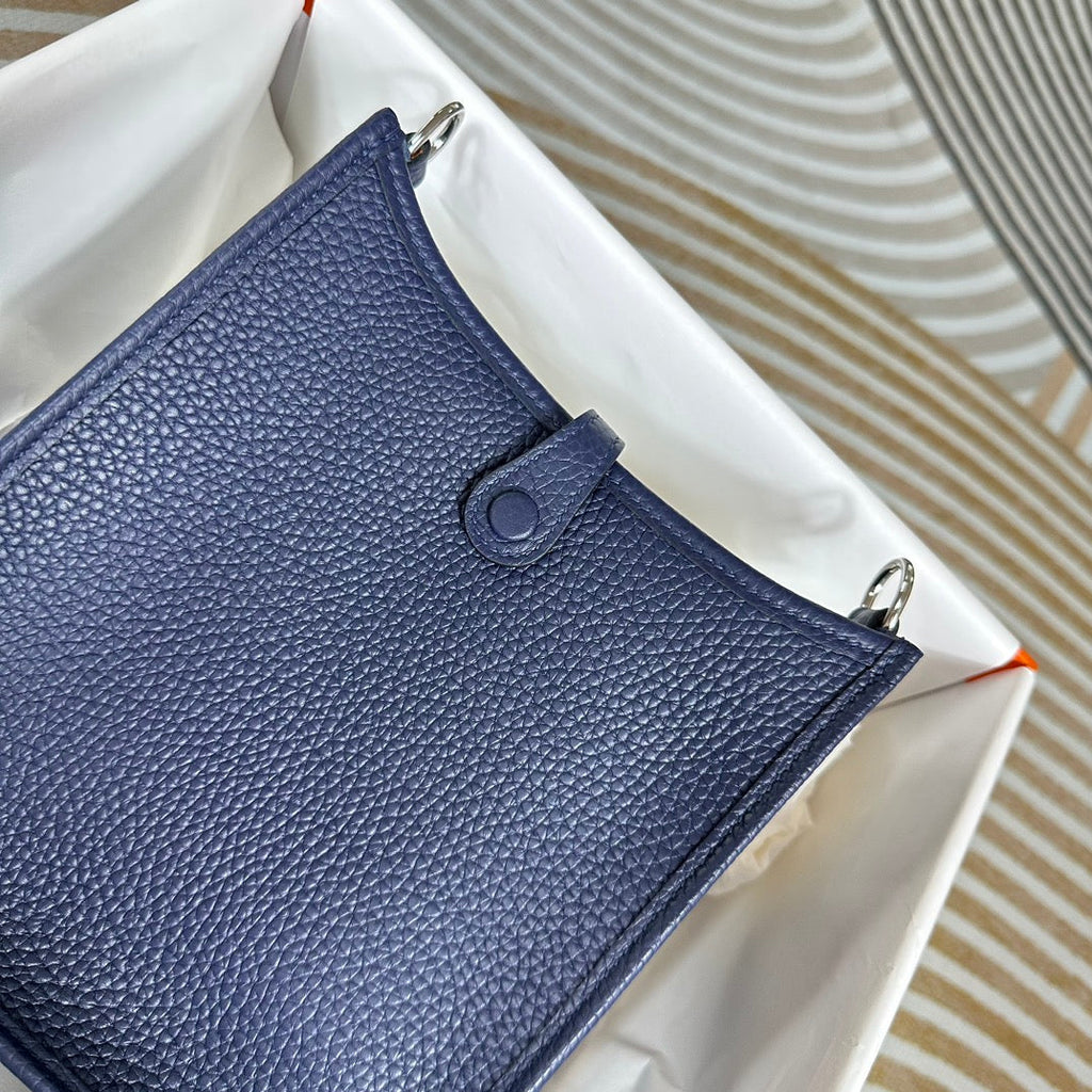 Hermes Evelyne III 17 Togo Navy Blue Leather Bag Silver H5635