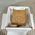 Hermes Evelyne III 17 Togo Light Brown Leather Bag Gold H5636