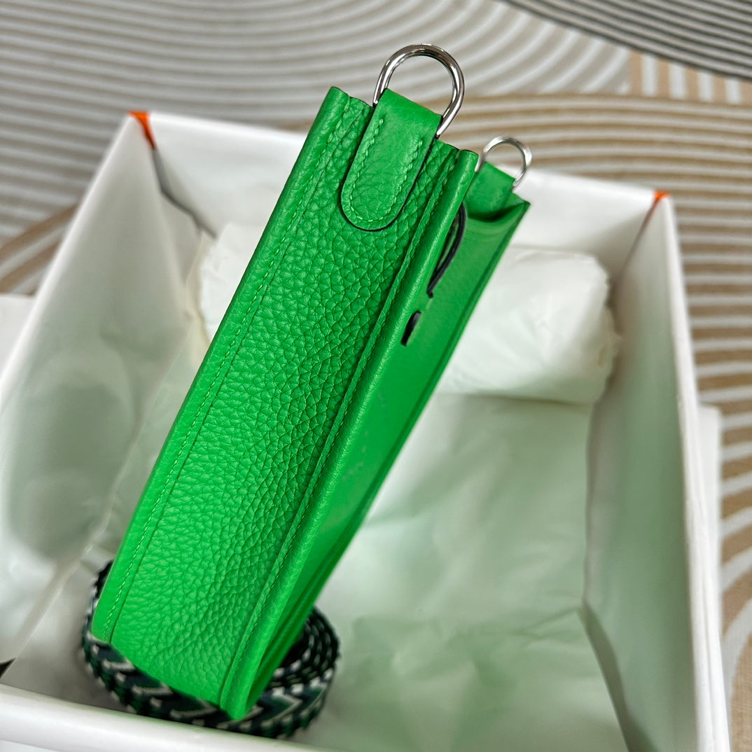 Hermes Evelyne III 17 Togo Green Leather Bag Silver H5638