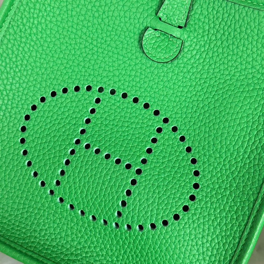 Hermes Evelyne III 17 Togo Green Leather Bag Silver H5638