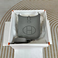 Hermes Evelyne III 17 Togo Dark Gray Leather Bag Silver H5639