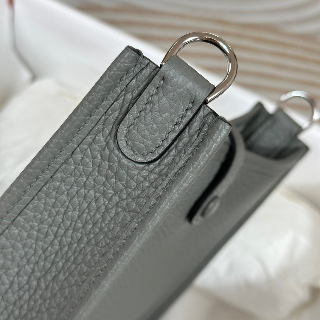 Hermes Evelyne III 17 Togo Dark Gray Leather Bag Silver H5639