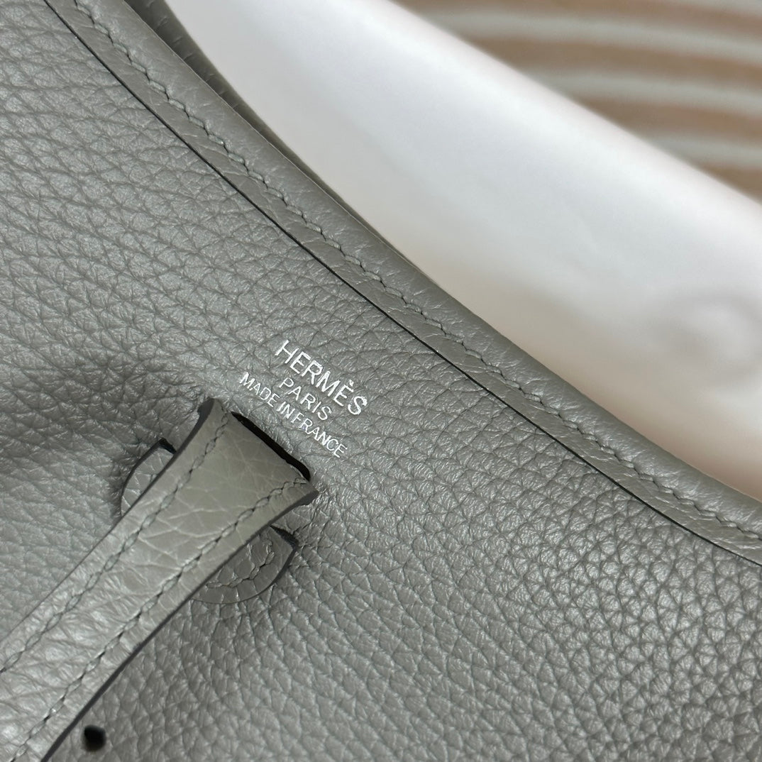 Hermes Evelyne III 17 Togo Dark Gray Leather Bag Silver H5639