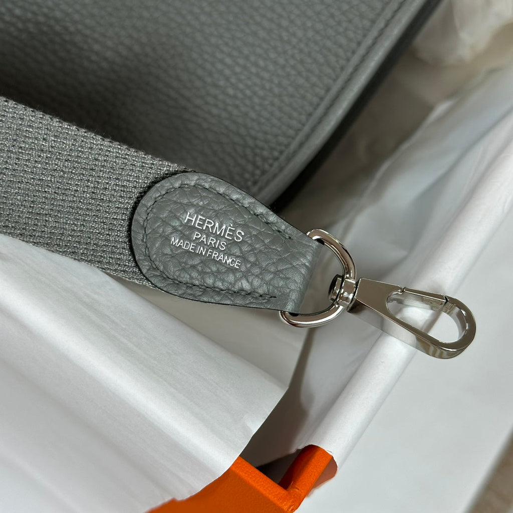 Hermes Evelyne III 17 Togo Dark Gray Leather Bag Silver H5639