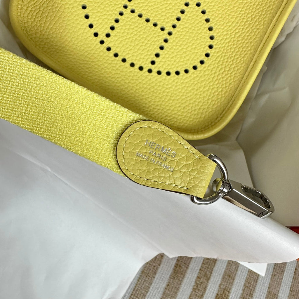 Hermes Evelyne III 17 Togo Light Yellow Leather Bag Silver H5640