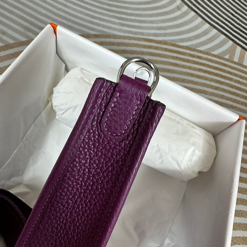 Hermes Evelyne III 17 Togo Purple Leather Bag Silver H5650