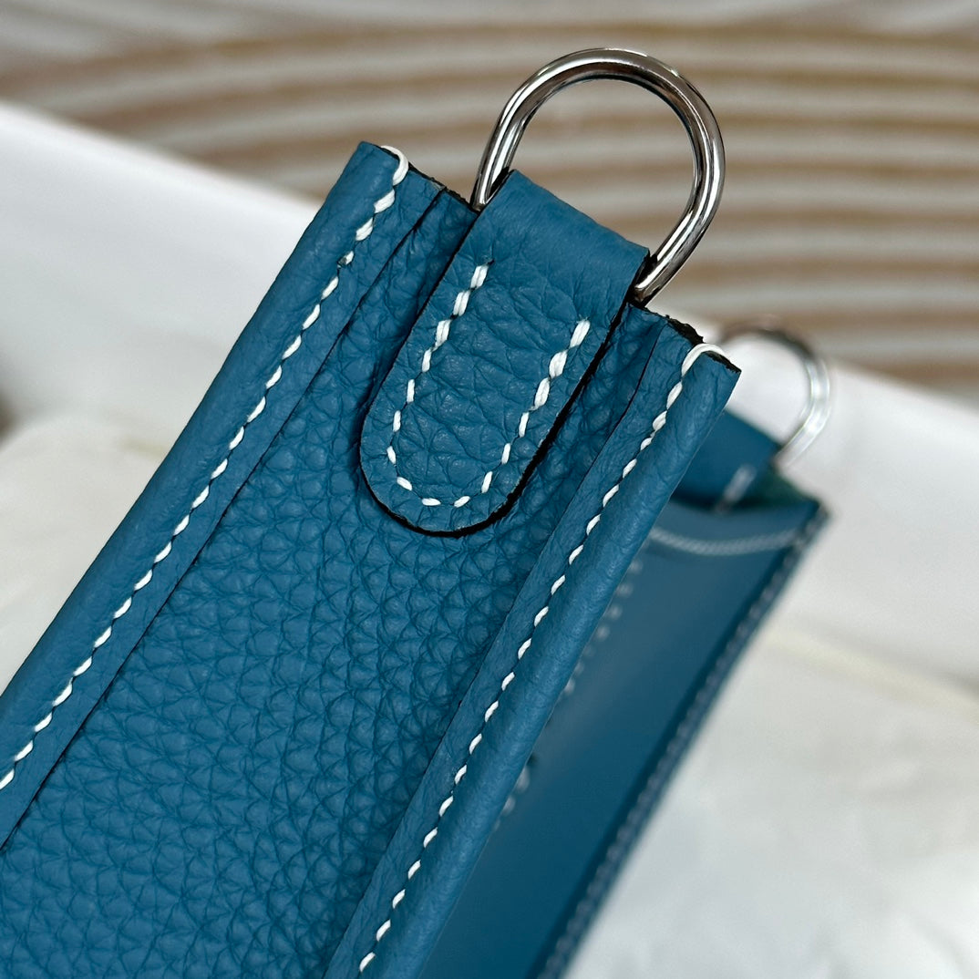 Hermes Evelyne III 17 Togo Dark Blue Leather Bag Silver H5669