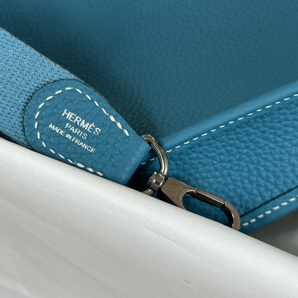 Hermes Evelyne III 17 Togo Dark Blue Leather Bag Silver H5669