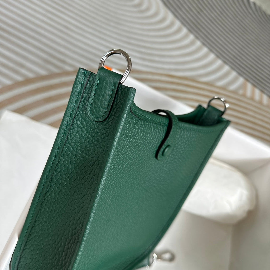 Hermes Evelyne III 17 Togo Green Leather Bag Silver H5661