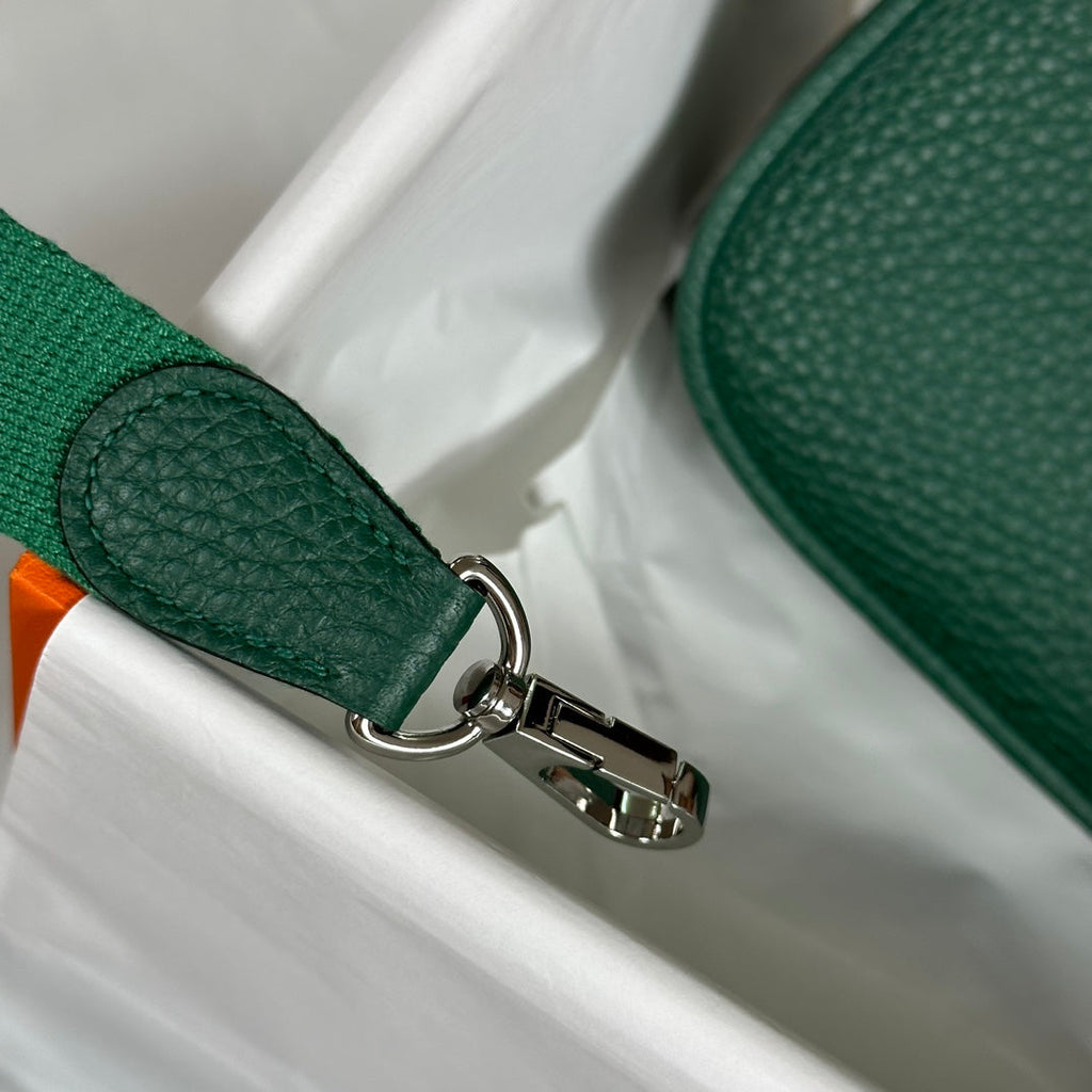 Hermes Evelyne III 17 Togo Green Leather Bag Silver H5661