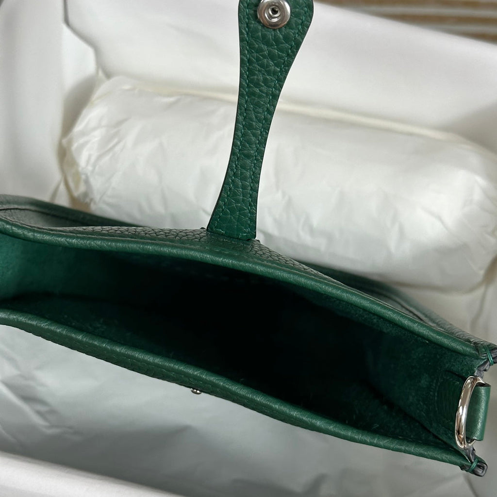 Hermes Evelyne III 17 Togo Green Leather Bag Silver H5661