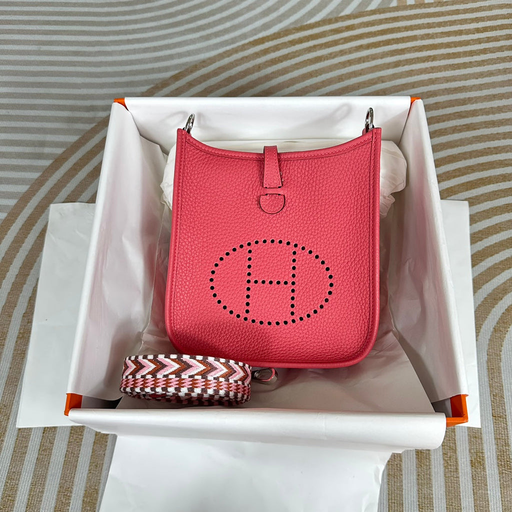 Hermes Evelyne III 17 Togo Red Leather Bag Silver H5663