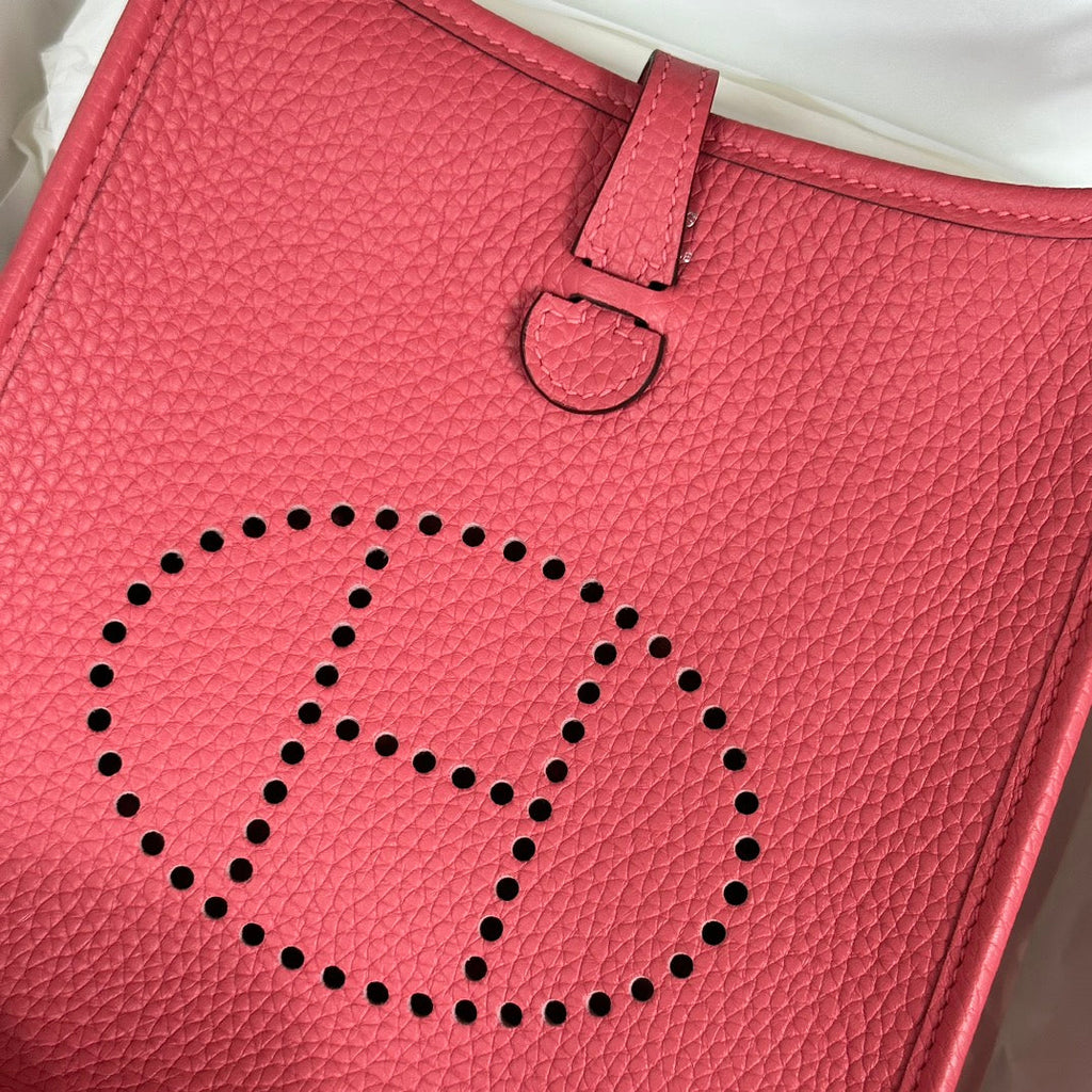 Hermes Evelyne III 17 Togo Red Leather Bag Silver H5663