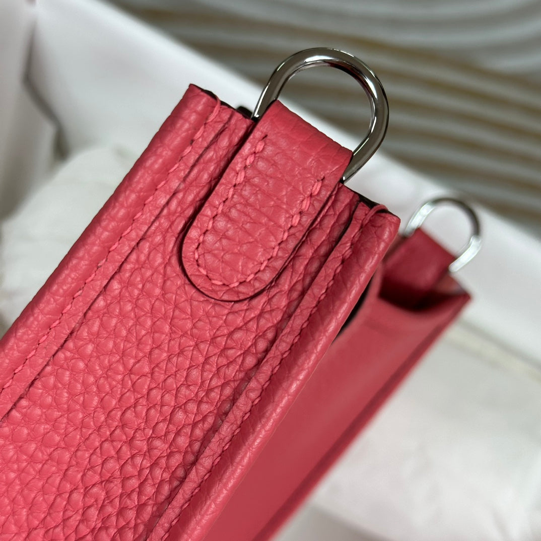 Hermes Evelyne III 17 Togo Red Leather Bag Silver H5663