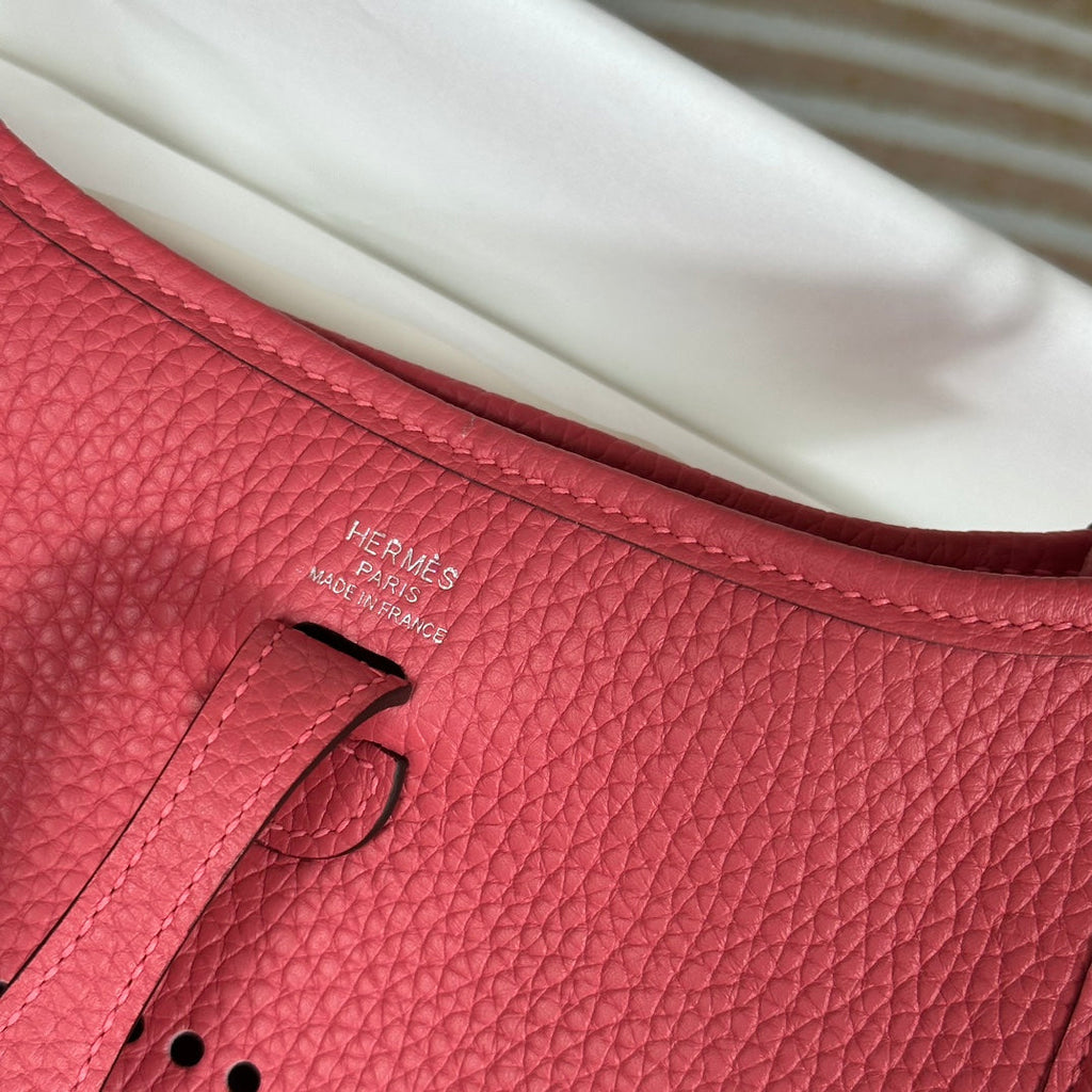 Hermes Evelyne III 17 Togo Red Leather Bag Silver H5663