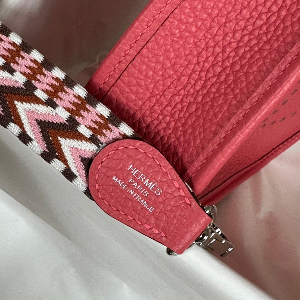 Hermes Evelyne III 17 Togo Red Leather Bag Silver H5663