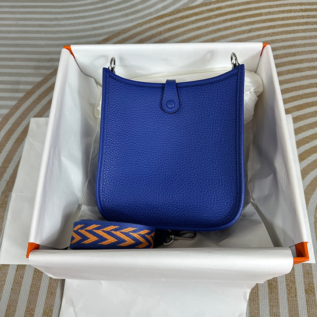 Hermes Evelyne III 17 Togo Dark Blue Leather Bag Silver H5667