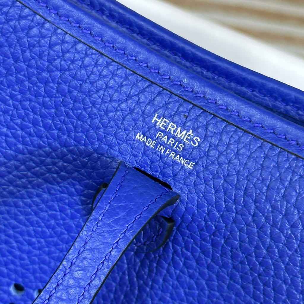 Hermes Evelyne III 17 Togo Dark Blue Leather Bag Silver H5667