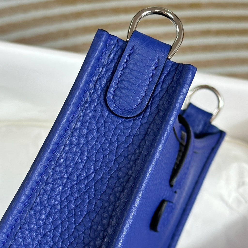 Hermes Evelyne III 17 Togo Dark Blue Leather Bag Silver H5667