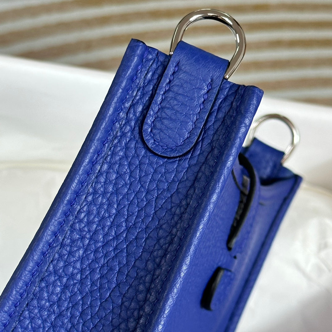 Hermes Evelyne III 17 Togo Dark Blue Leather Bag Silver H5667
