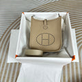 Hermes Evelyne III 17 Togo Gray Leather Bag Silver H5664