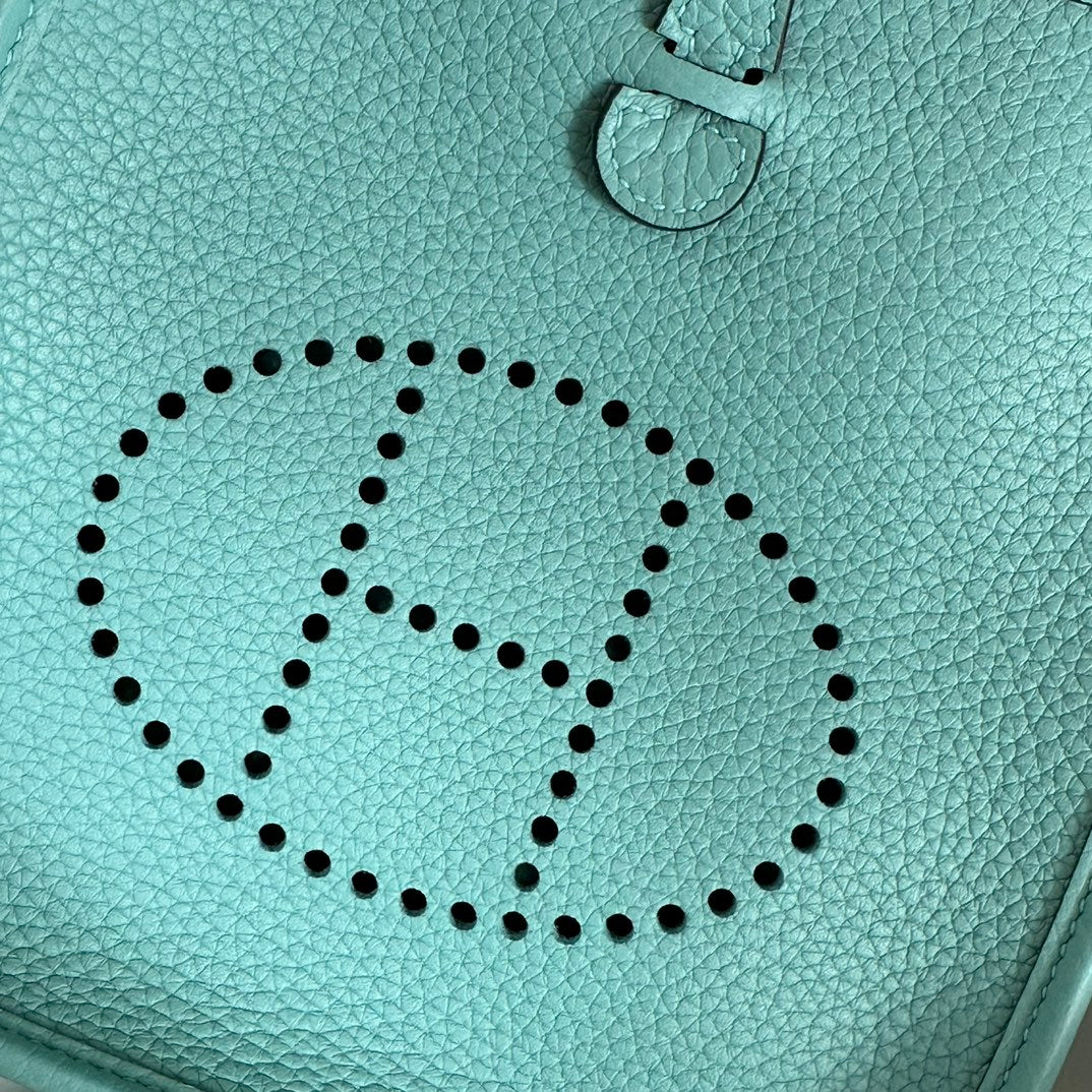 Hermes Evelyne III 17 Togo Light Green Leather Bag Silver H5665