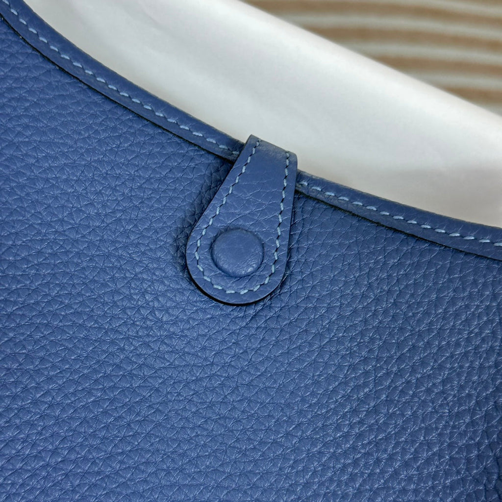 Hermes Evelyne III 17 Togo Dark Blue Leather Bag Silver H5668