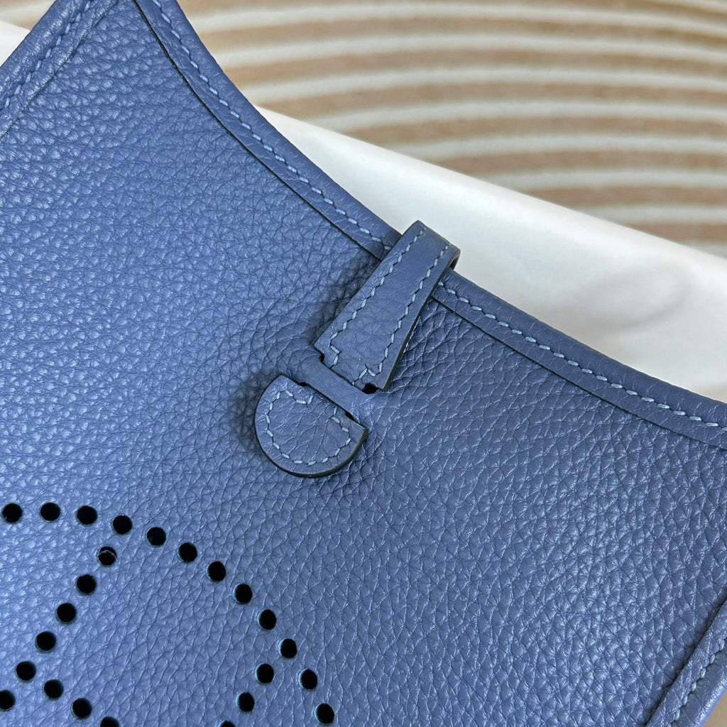 Hermes Evelyne III 17 Togo Dark Blue Leather Bag Silver H5668
