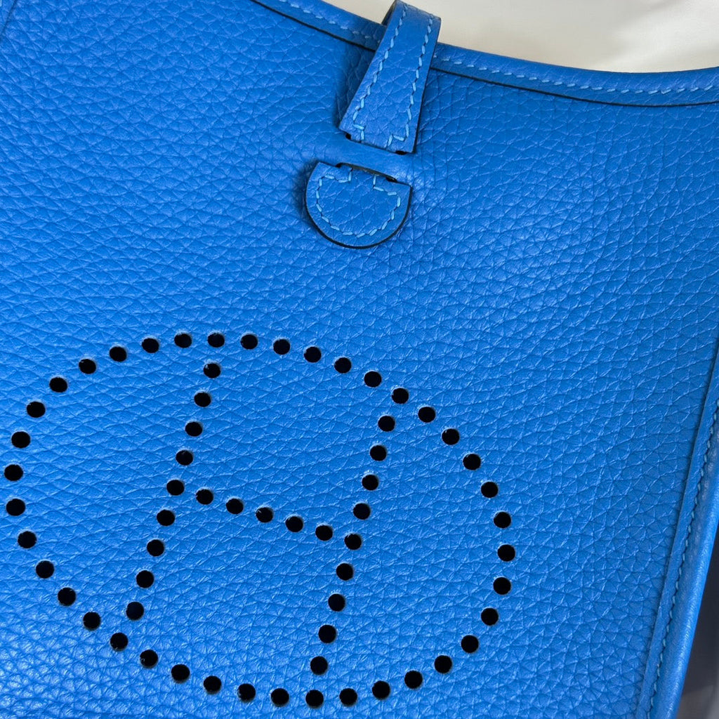 Hermes Evelyne III 17 Togo Blue Leather Bag Silver H5666