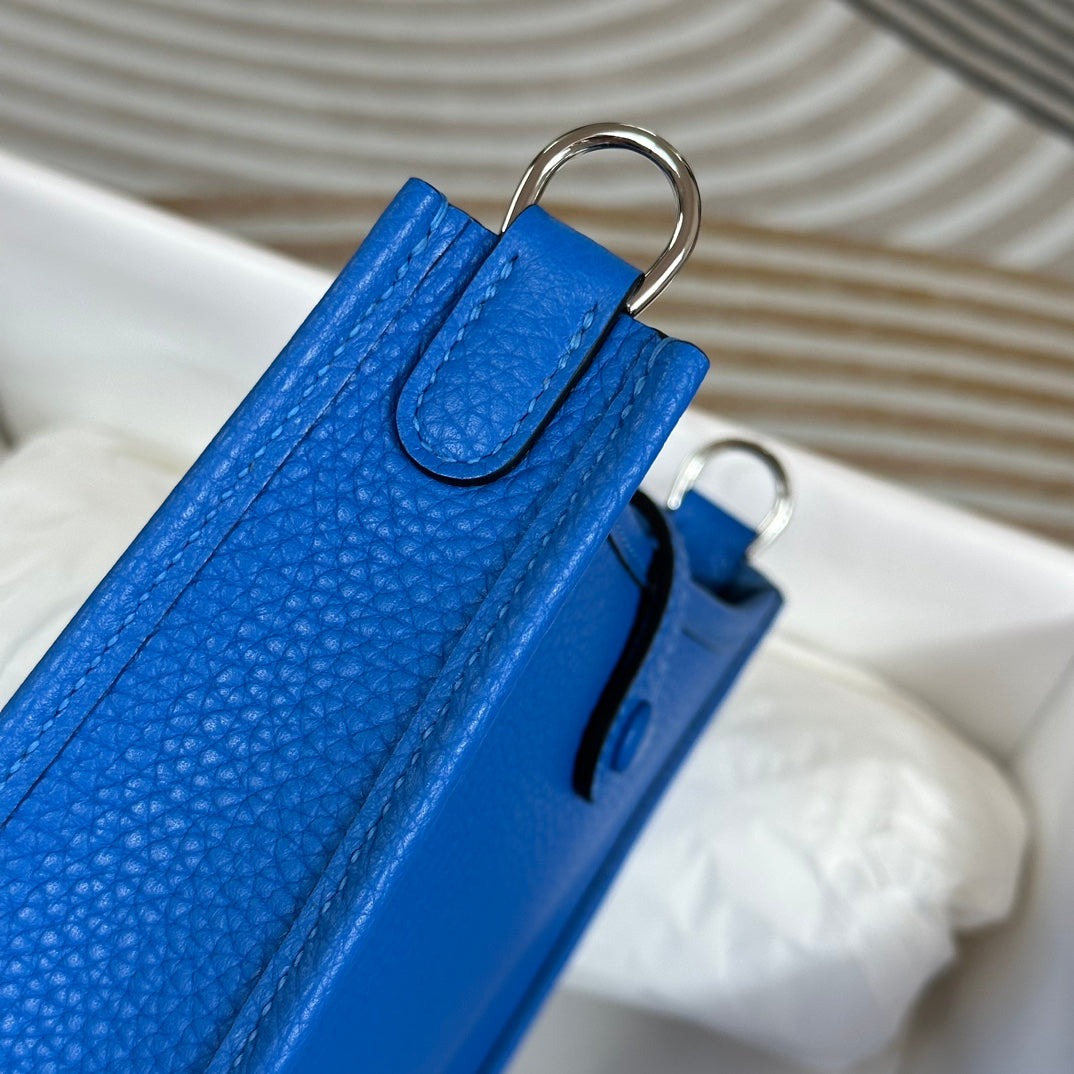 Hermes Evelyne III 17 Togo Blue Leather Bag Silver H5666