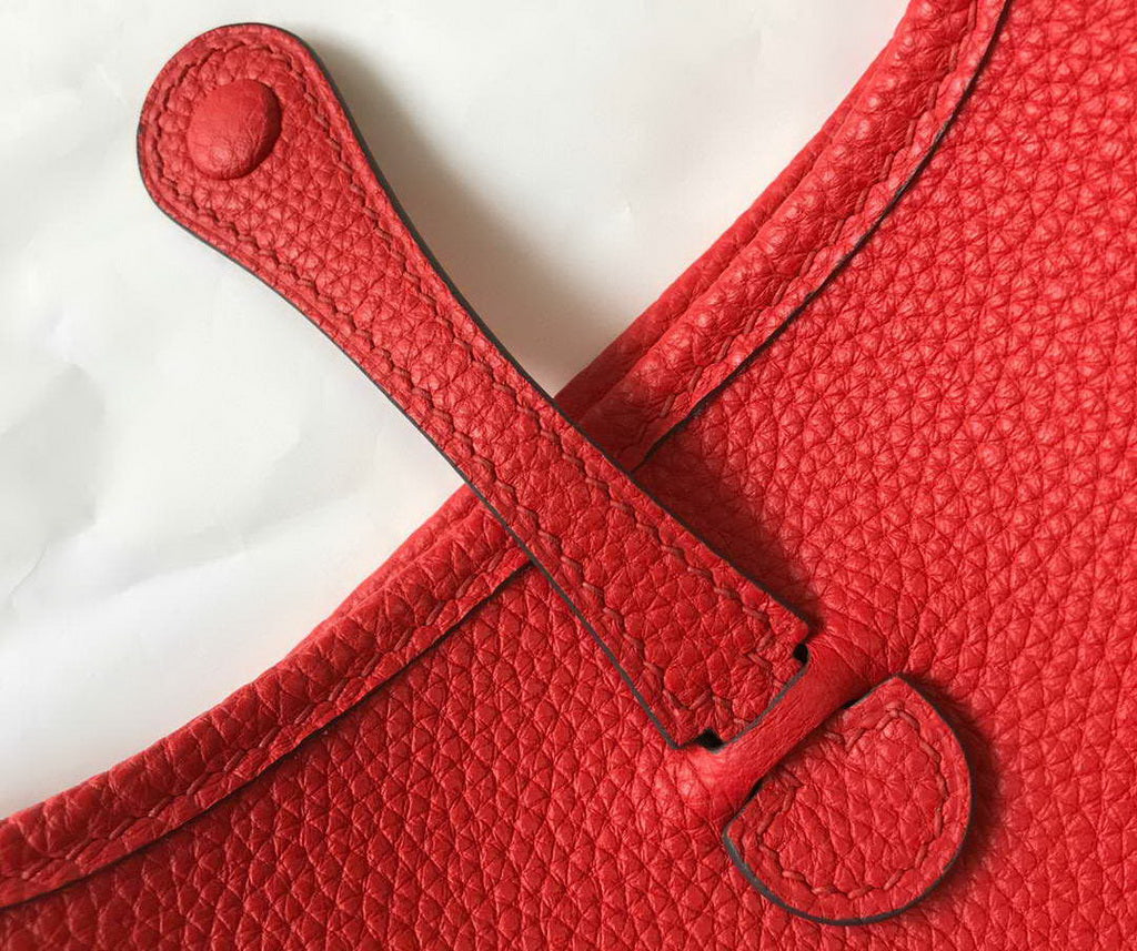 Hermes Evelyne III 18 Togo Leather Crossbody half Handmade Bag Gold Red