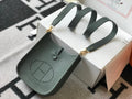 Hermes Evelyne III 18 Togo Leather Crossbody half Handmade Bag Gold Dark Green