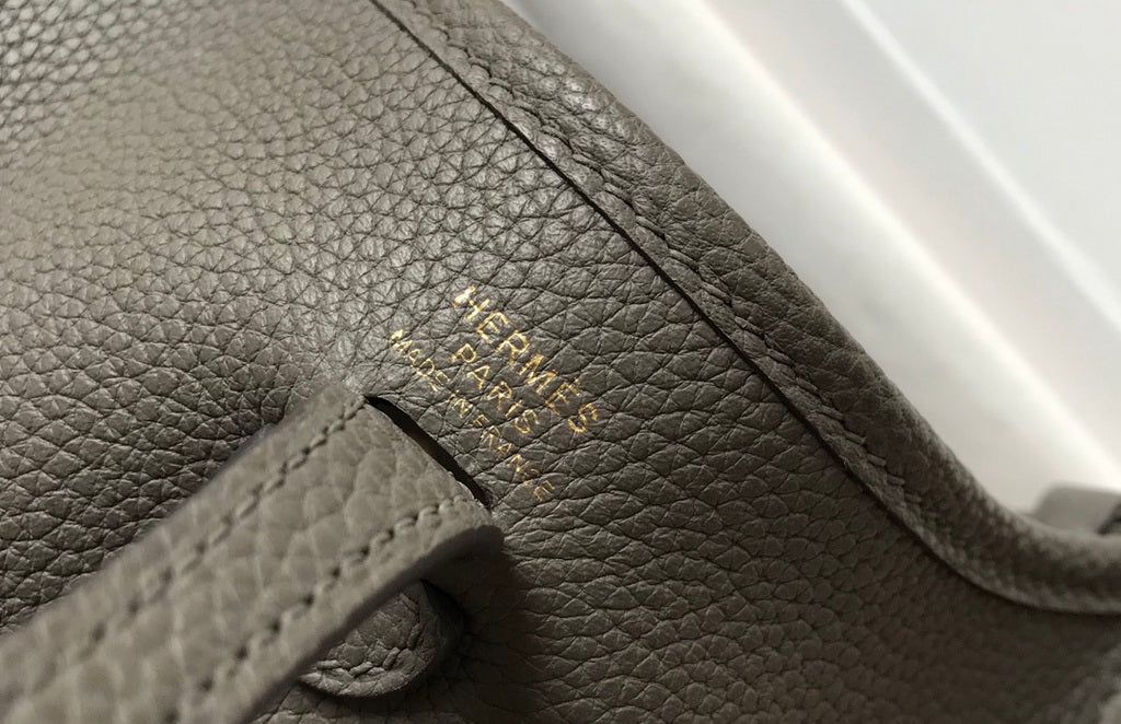 Hermes Evelyne III 18 Togo Leather Crossbody half Handmade Bag Gold Dark Gray