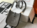 Hermes Evelyne III 18 Togo Leather Crossbody half Handmade Bag Gold Dark Gray