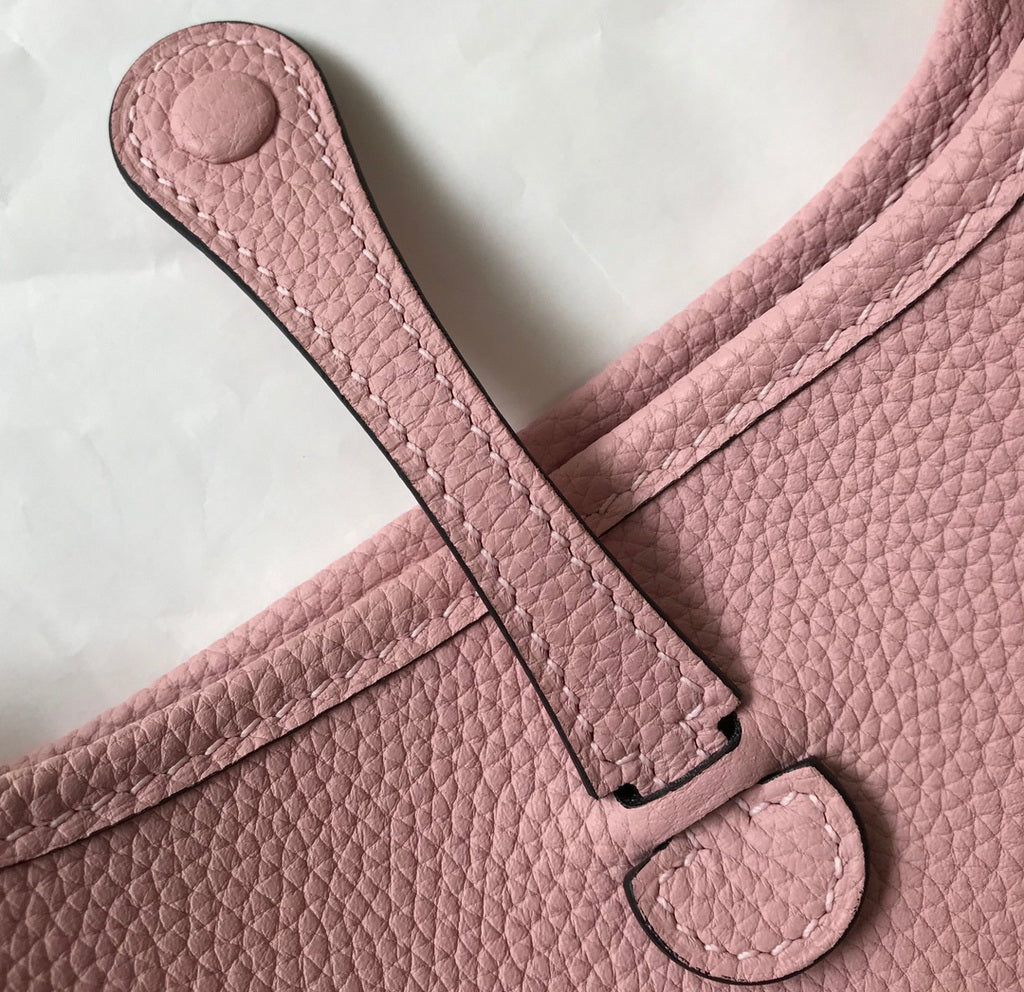 Hermes Evelyne III 18 Togo Leather Crossbody half Handmade Bag Gold Light Pink