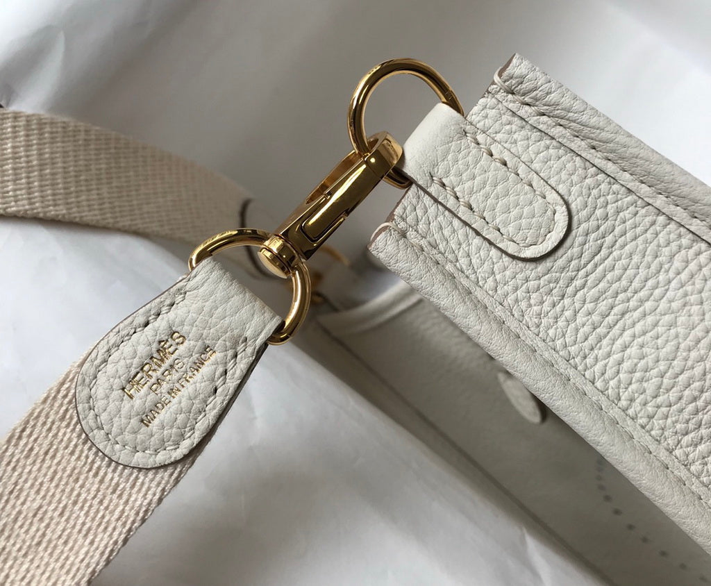 Hermes Evelyne III 18 Togo Leather Crossbody half Handmade Bag Gold Beige